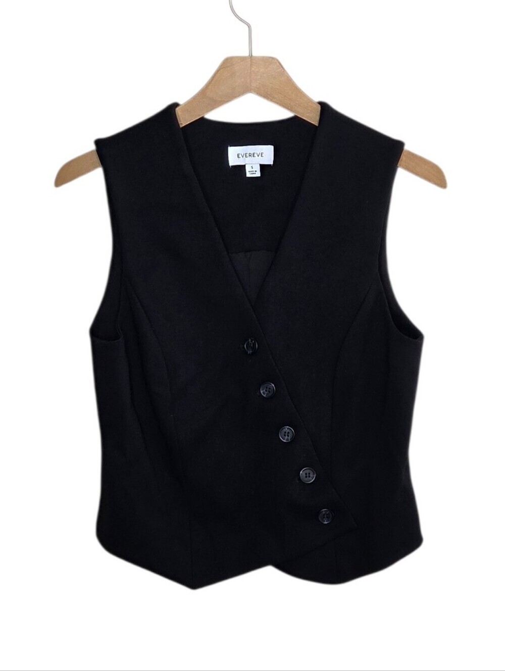 Evereve Black Asymmetrical Button Front Vest Size Small Menswear Office Classic